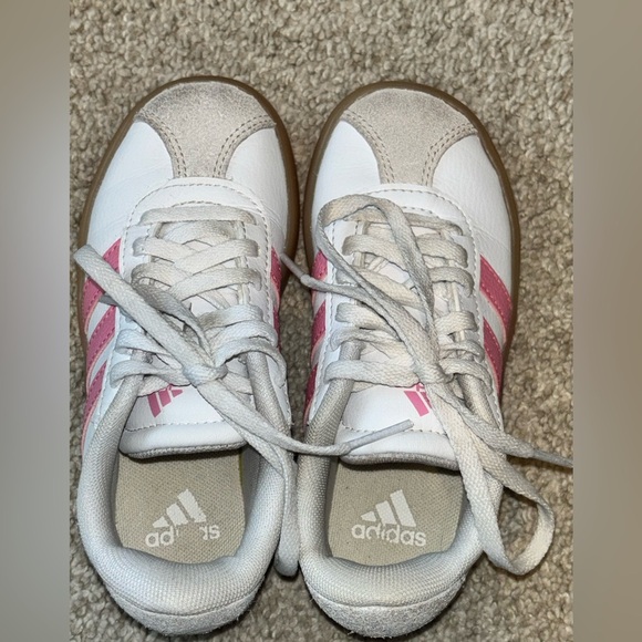 Adidas Kids White and Pink Sneakers with Tan Sole VL Court 3.0 K - Picture 8 of 10